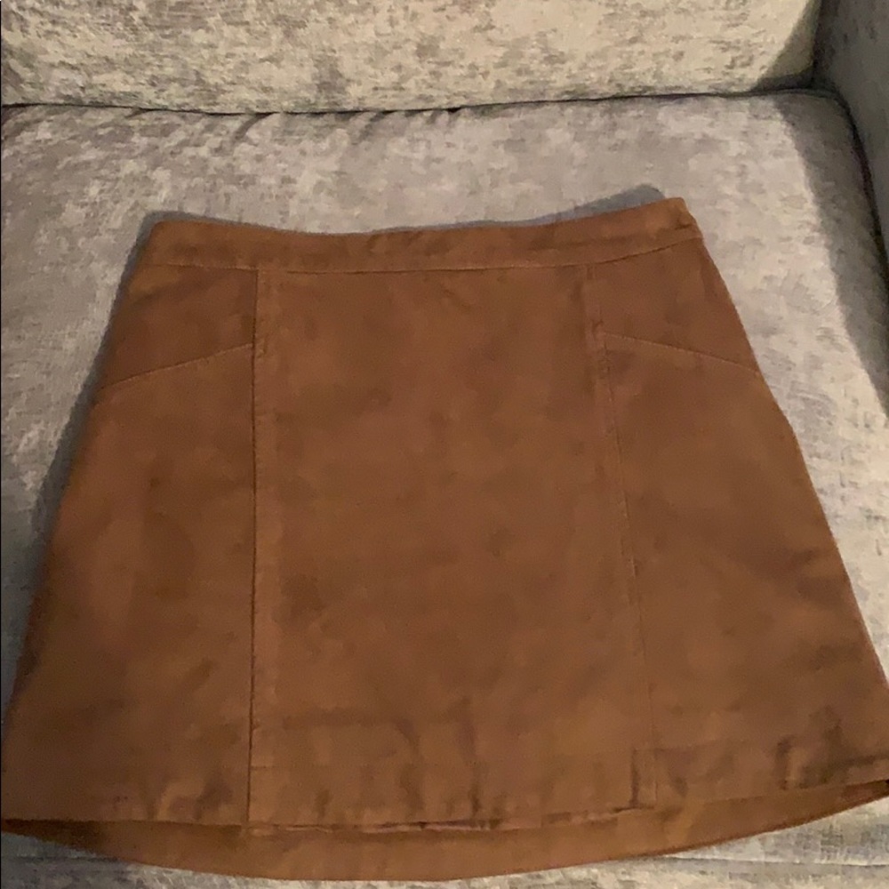 brown faux suede skirt